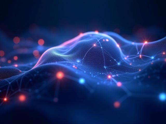 Abstract data visualization graphic with flowing lines and nodes in Lagoon Life brand colors